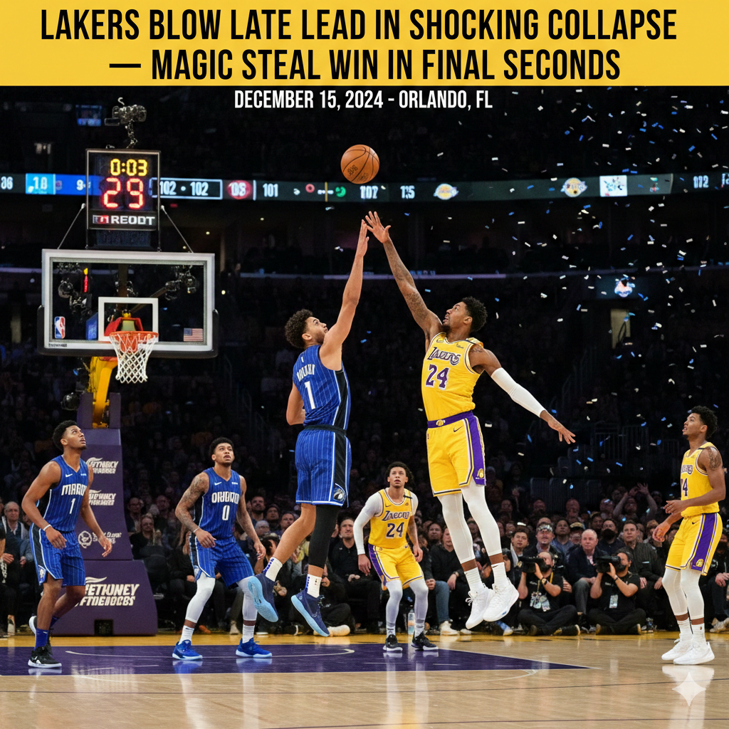 Lakers Blow Late Lead in Shocking Collapse — Magic Steal Win in Final Seconds