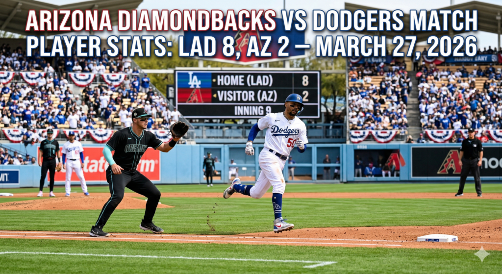 Arizona Diamondbacks vs Dodgers Match Player Stats: LAD 8, AZ 2 — March 27, 2026