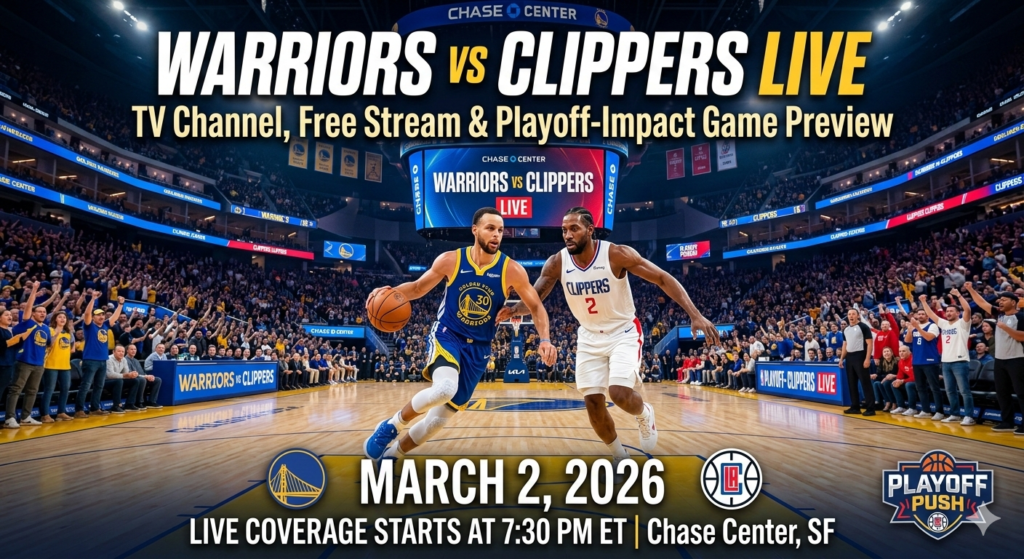 Warriors vs Clippers Live: TV Channel, Free Stream & Playoff-Impact Game Preview (March 2, 2026)