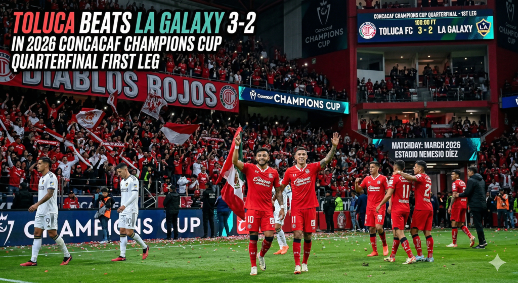 Toluca Beats LA Galaxy 3-2 in 2026 Concacaf Champions Cup Quarterfinal First Leg