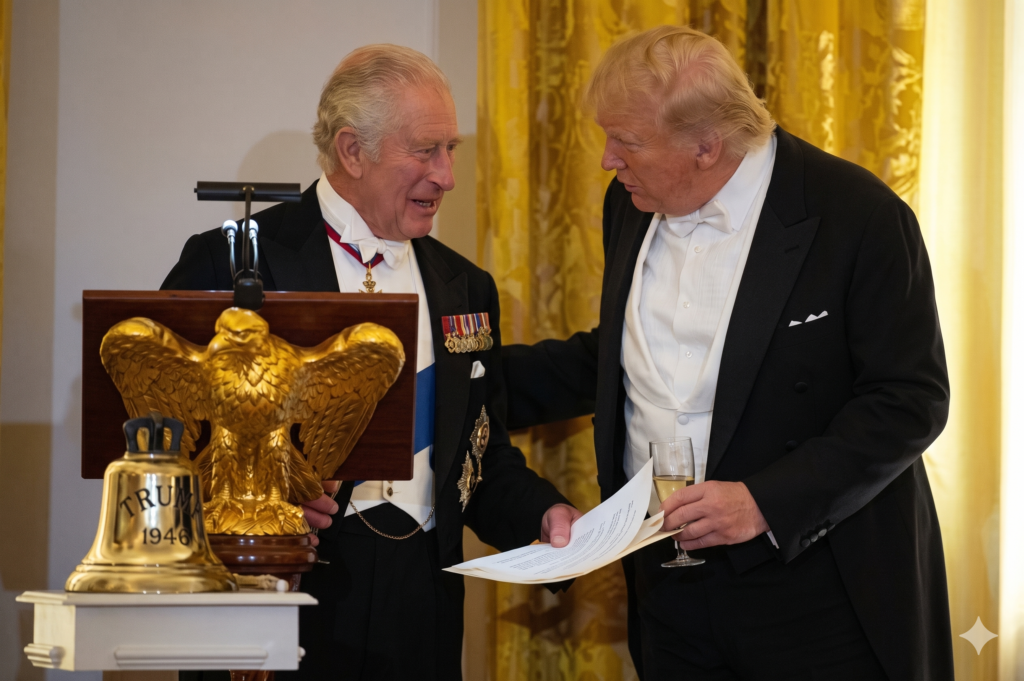 King Charles III Gifts Trump the Original HMS Trump Bell at White House State Dinner